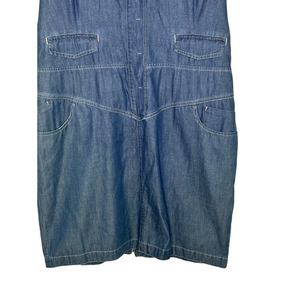 Sportsmax Code Womens Denim Dress 12 Pockets Minimalist Quiet Luxury Blue - Picture 4 of 12